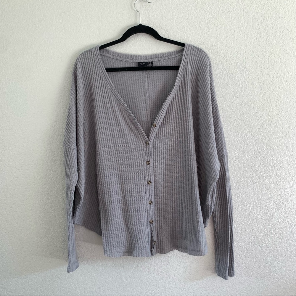 Urban Outfitters Waffle Knit Button Down Long Sleeved Top